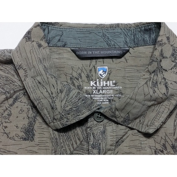 KUHL Thrive Short Sleeve Button Shirt 7575 Western Cactus Cotton Tencel Green XL - Picture 2 of 12